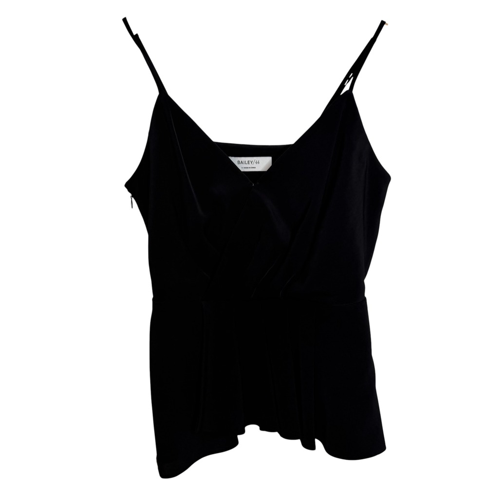 Bailey 44 Womens Black Surplice Pleated Peplum Camisole Top 409-D036 Size 0
